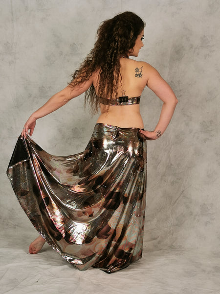 Costume Oriental Dance Lady Glam - Stampa Metallizzata con broche