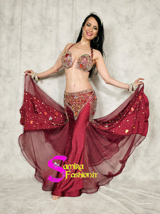 Extra Super Lux Stretch 506 - Belly Dance Costume - Royal Wine
