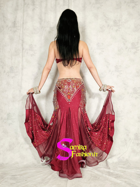 Extra Super Lux Stretch 506 - Belly Dance Costume - Royal Wine