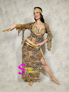 Gallabeya Extra Saidi/Baladi - Gold/Leopard (Bellydance - Danza del Ventre)