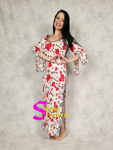 Gallabeya Nancy Baladi/Saidi - White/Red (Bellydance - Danza del Ventre)