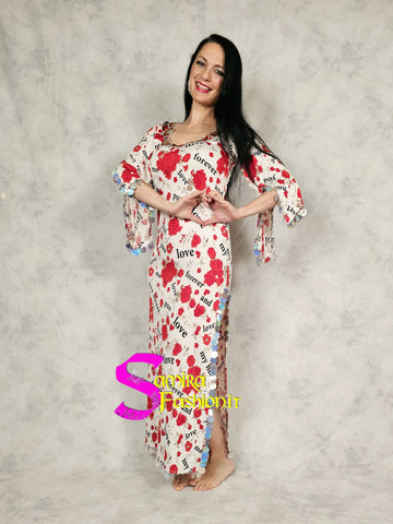 Gallabeya Nancy Baladi/Saidi - White/Red (Bellydance - Danza del Ventre)