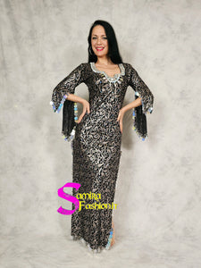 Gallabeya Nancy Baladi/Saidi - Fantasy Silver/Black (Bellydance - Danza del Ventre)