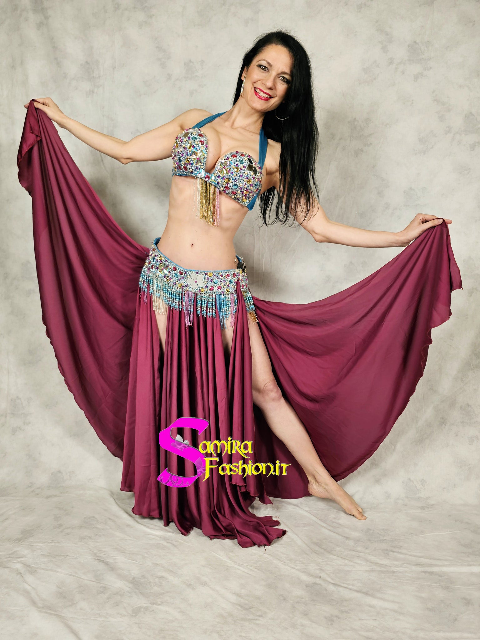 Extra Lux Sharki 806 - Belly Dance Costume - Turquoise/Wine