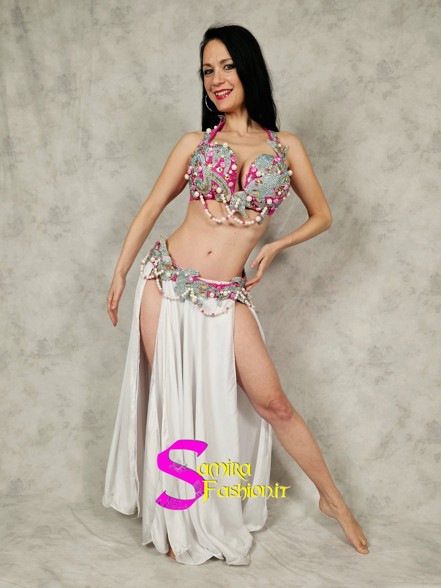Extra Lux Sharki 810 - Belly Dance Costume -  Fucsia/Silver