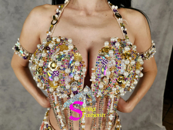 Extra Lux Sharki 815 - Belly Dance Costume -  Gold/Pearls