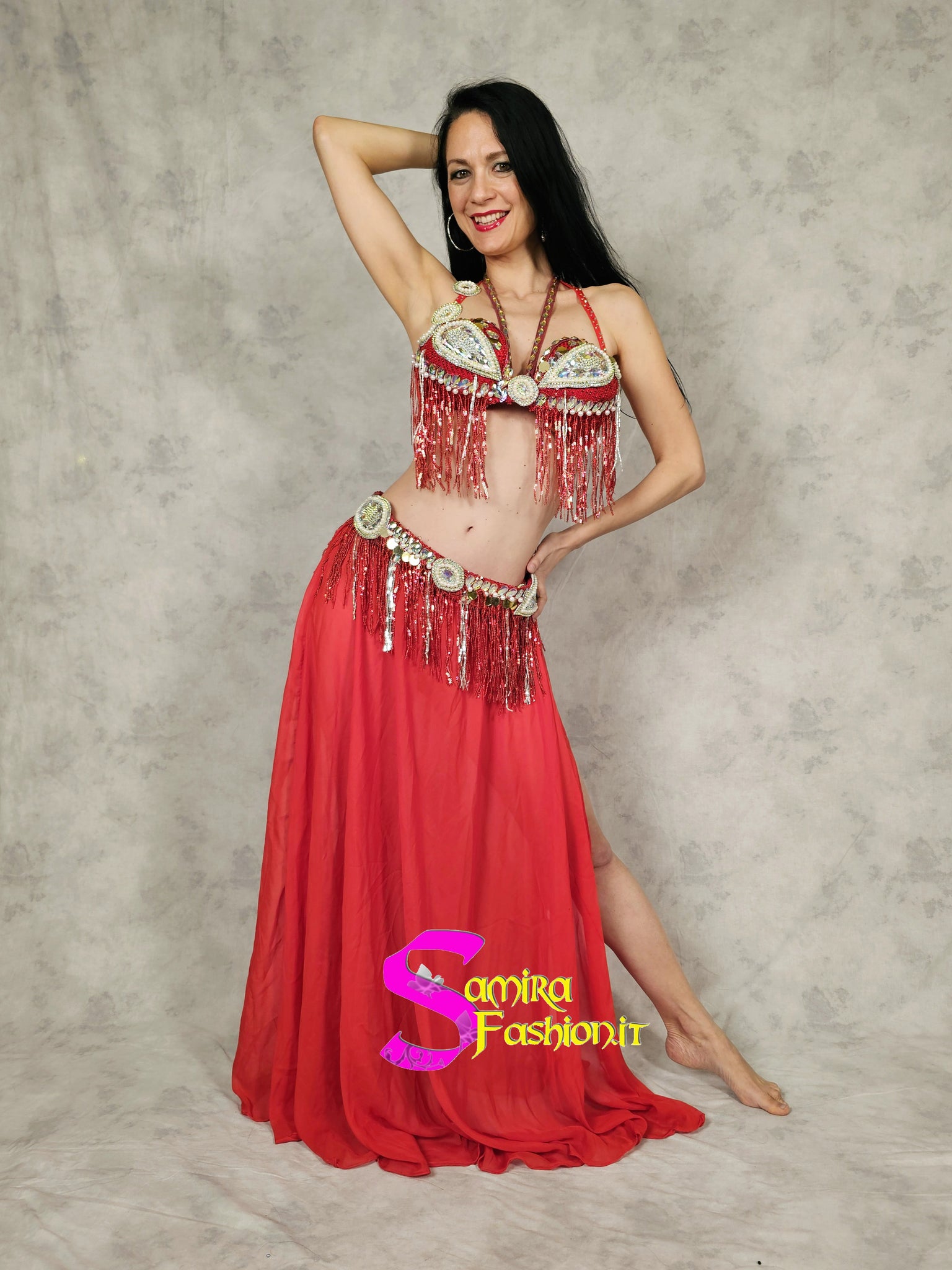 Extra Lux Sharki 816 - Belly Dance Costume -  Red/Silver