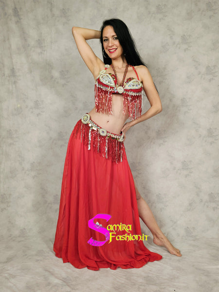 Extra Lux Sharki 816 - Belly Dance Costume -  Red/Silver