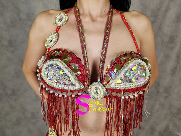 Extra Lux Sharki 816 - Belly Dance Costume -  Red/Silver