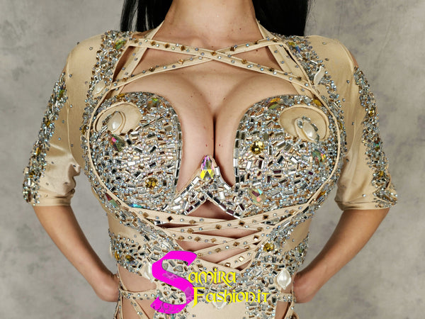 Extra Lux Dress 905 - Belly Dance Costume - Nude