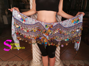 Cintura Egiziana Fantasy Lux 19 - Chiffon/Uncinetto/Monetine/Paillettes