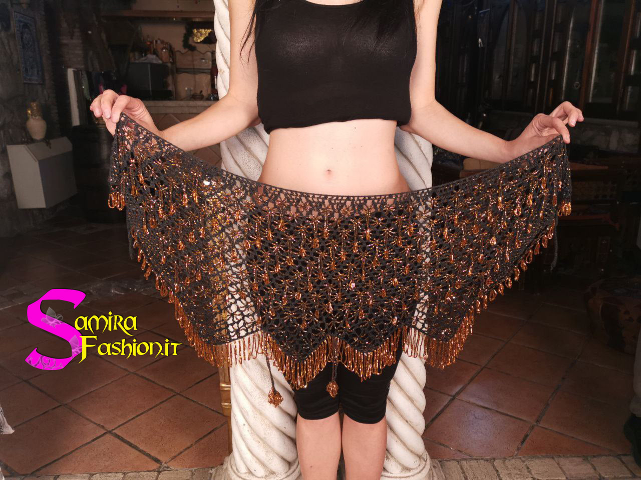 Pandalein Cintura A Catena Con Frange E Monete - Regolabile, In Lega Metallica, Colori Oro E Argento - Accessorio Moda Per Danza Del Ventre, Abiti, Feste E Halloween