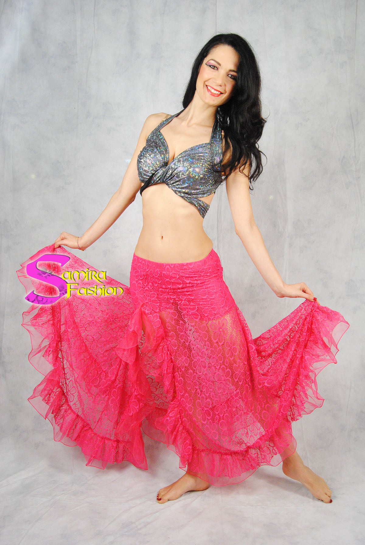 Gonna Belly Dance Pizzo Fluo - Fucsia (disponibile, stesso modello, viola)