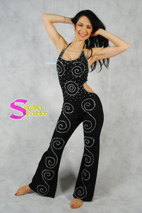 Jumpsuit DELUXE - Dance, Danza, Belly Dance, Salsa, Danza del Ventre, Oriental, Caribe - Black