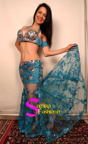 Extra Cairo05 - Bellydance Costume Stretch - Pizzo Turquoise
