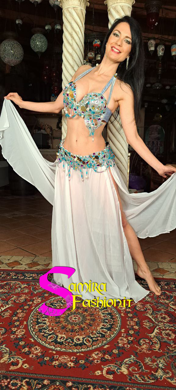 Oriental Mirror Glam 04 - Bellydance Costume Mirror and Pearls - Celestial