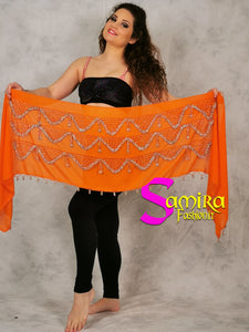 Cintura Egiziana Classic Pyramids - Chiffon/Uncinetto - Arancio